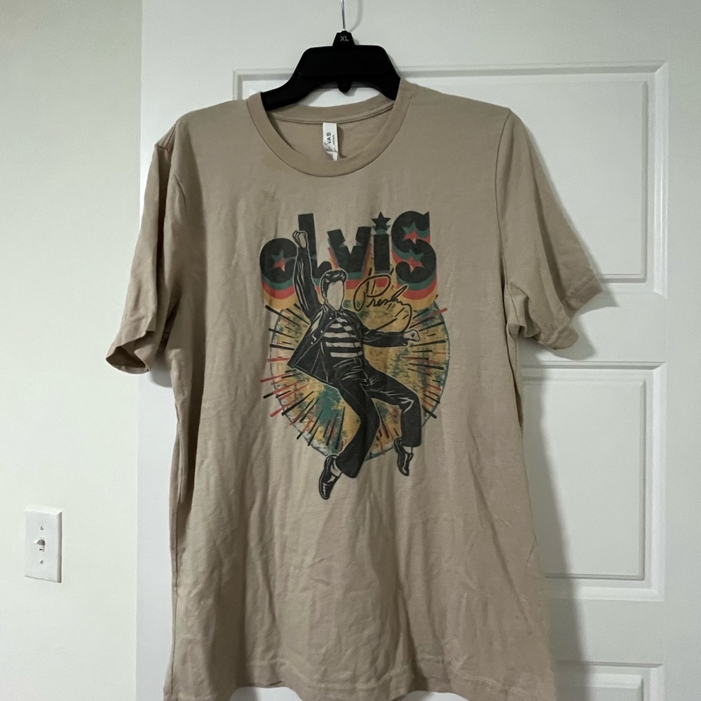 Elvis Presley Tan Graphic T-Shirt, EUC, Sz L